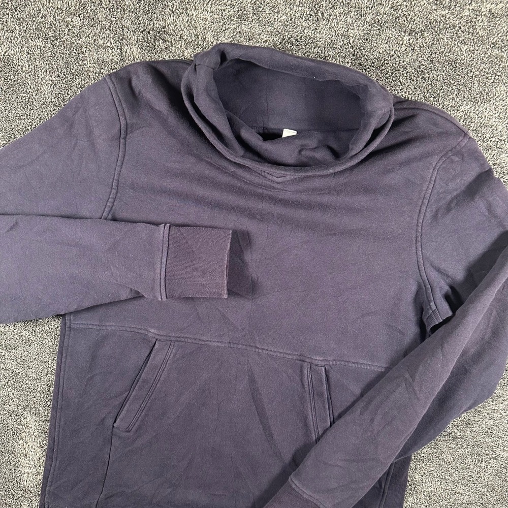 Lululemon Pullover Womens 10 Funnel Neck Navy Blue Kangaroo Pocket Sweatshirt